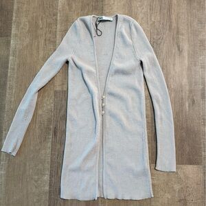 Zara Soft Gray Knit Cardigan size Small
